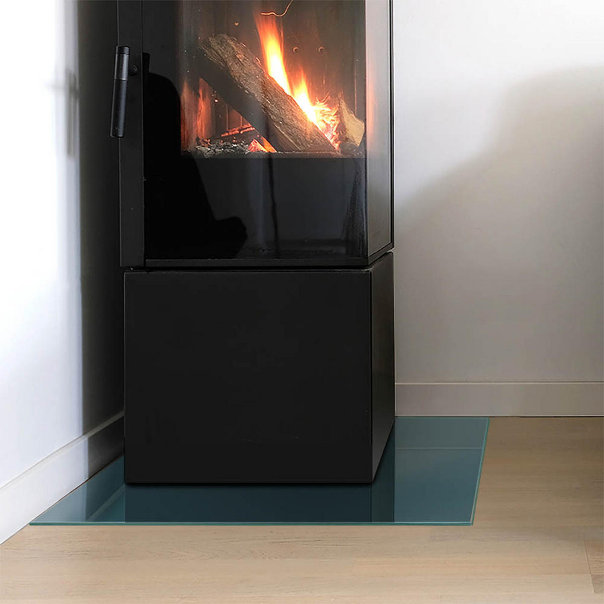 GLASPLATTE für Kamin 50x50 cm - Türkis, Glas (50/50/0.4cm) - TULUP