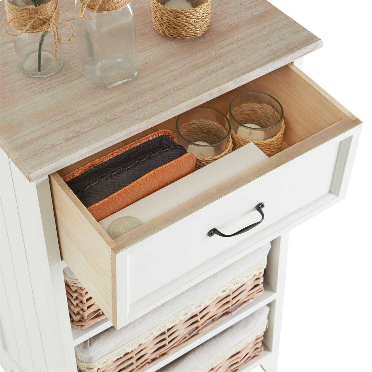 KOMMODE PROVENCE - Weiß, Holz (42/80/31cm) - CARO-Möbel