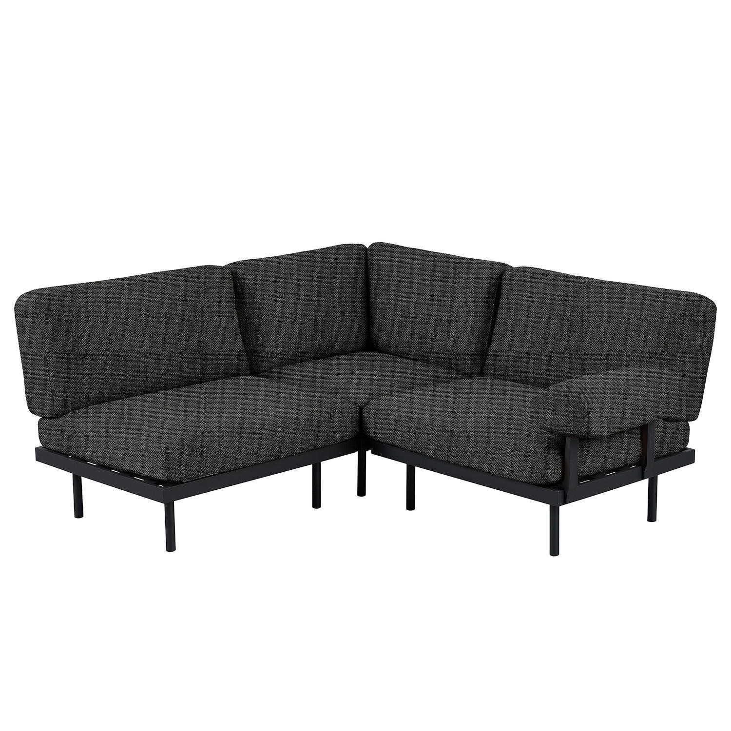 OUTDOOR-ECKSOFA - Schwarz, Textil/Metall (172/80/186cm) - home24