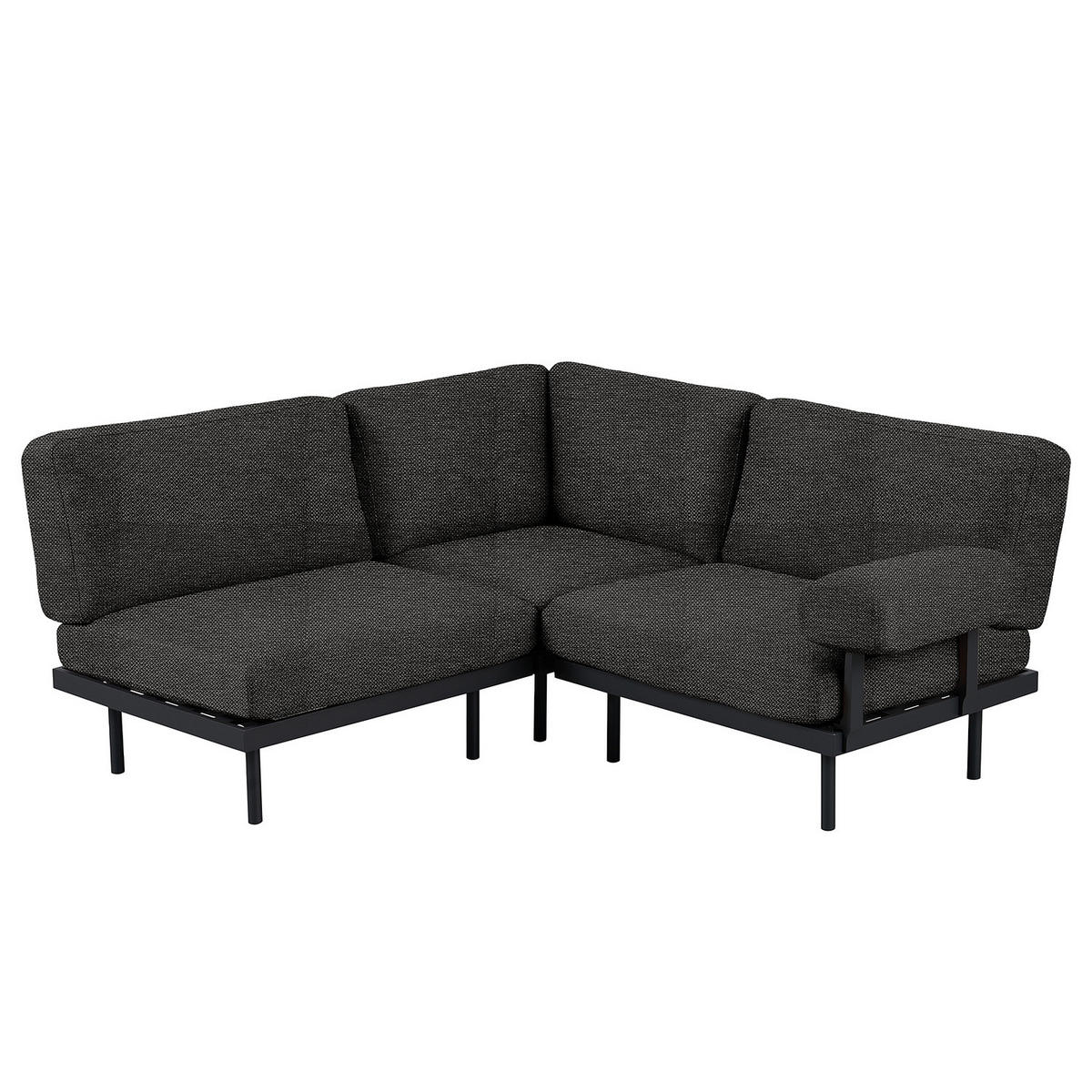 OUTDOOR-ECKSOFA - Schwarz, Textil/Metall (172/80/186cm) - home24