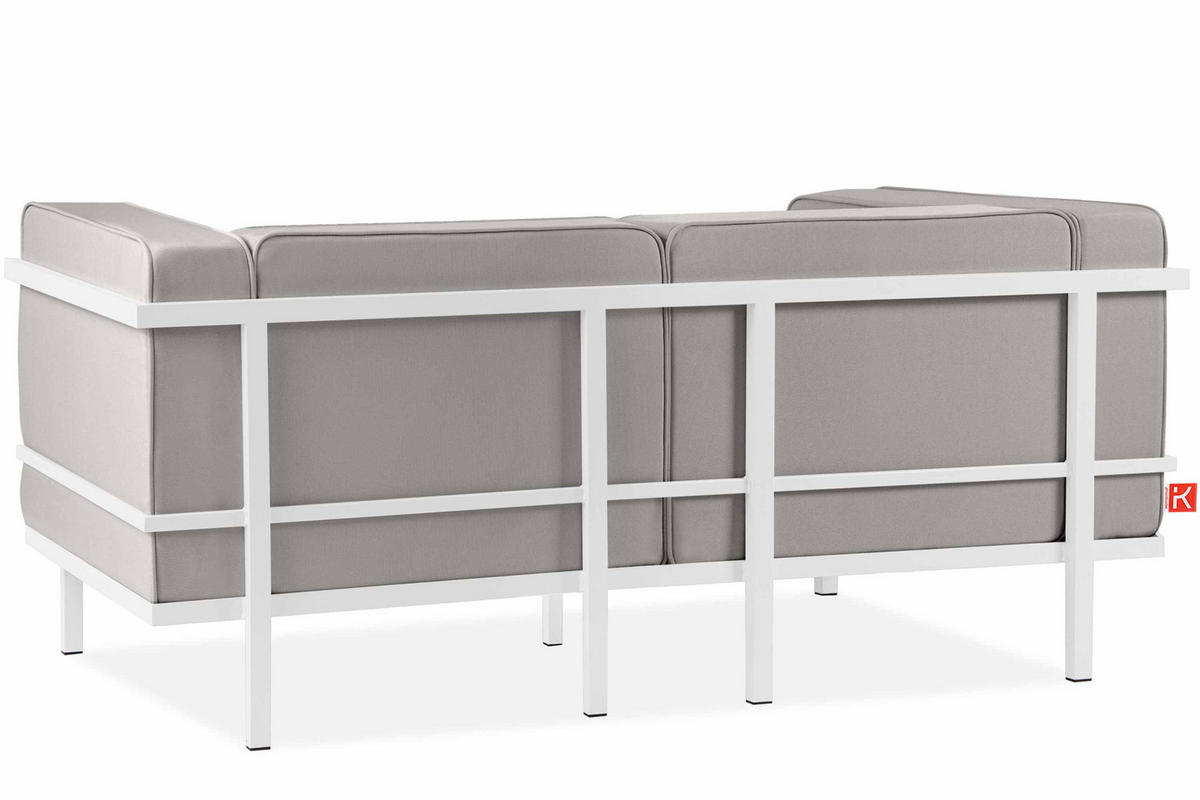 GARTENSOFA TRIGLO 2-Personen, Stahlrahmen, Modern, Weiß/Hellgrau - Hellgrau/Weiß, Textil/Metall (164/70/69cm) - KONSIMO®