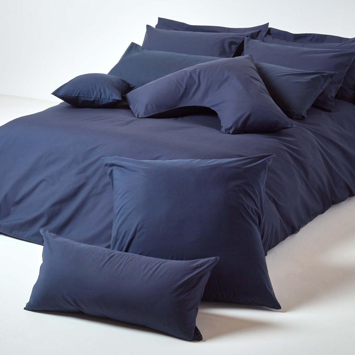 KISSENBEZUG Perkal mit Stehsaum, Fadendichte 200 - Dunkelblau, Textil (50/90cm) - Homescapes