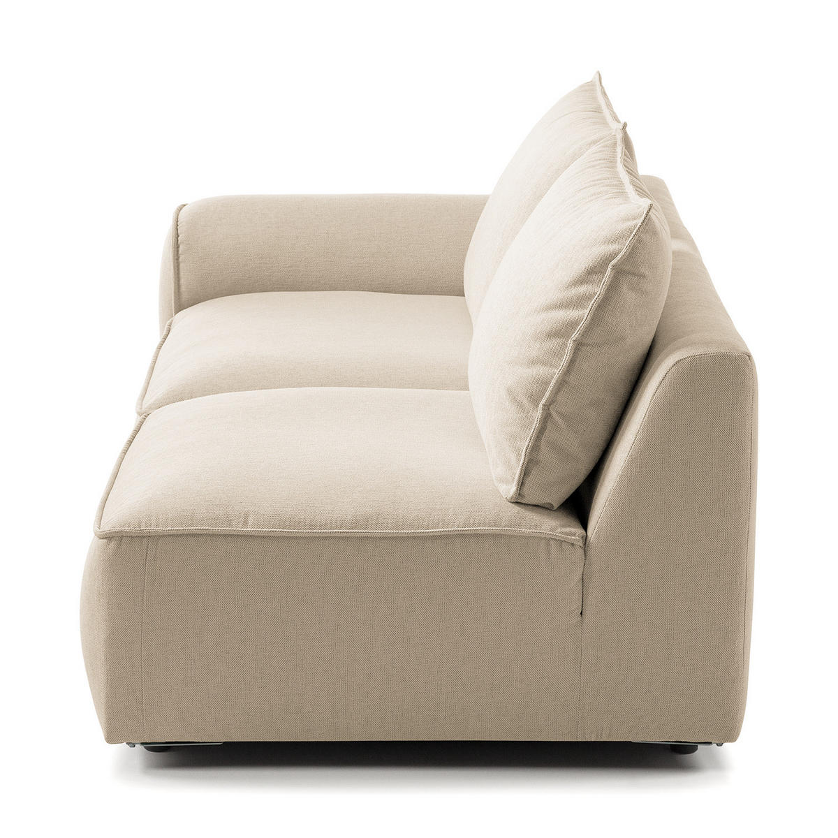 2,5-SITZER SOFA - modular - Beige/Schwarz, Holz/Kunststoff (189/80/99cm) - home24