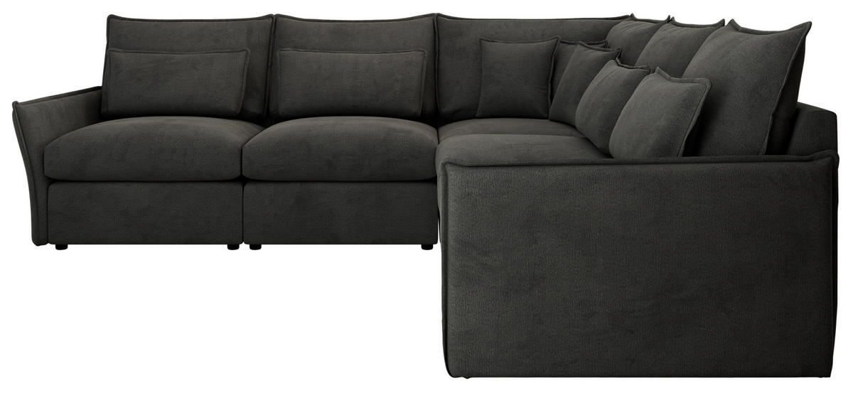 ECKSOFA VERSO L Dunkelgrau Velvet - Dunkelgrau/Schwarz, Kunststoff/Textil (270/270cm) - MKS