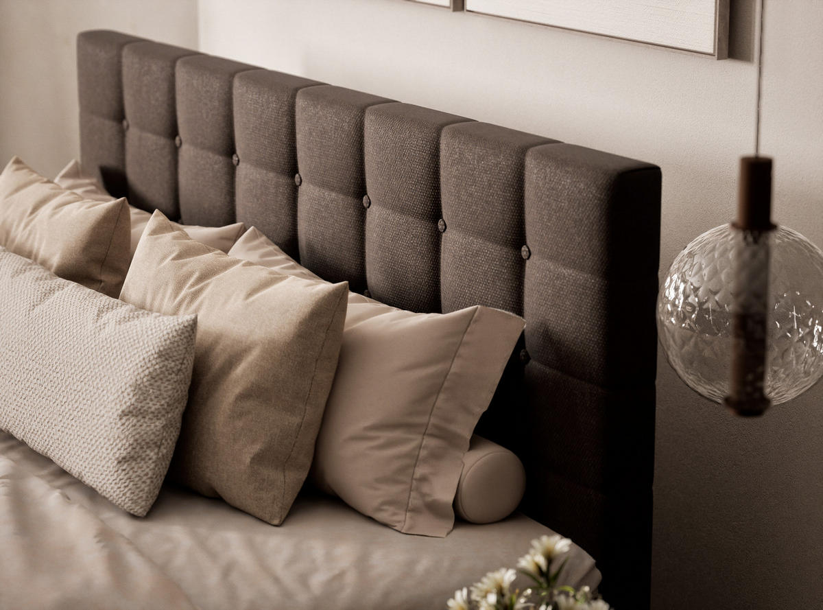 BOXSPRINGBETT Tasca 180/200 cm, in Braun, Bettkasten, Matratze, Topper - Schwarz/Braun, Holz/Holzwerkstoff (180/200cm) - Maison de Reve