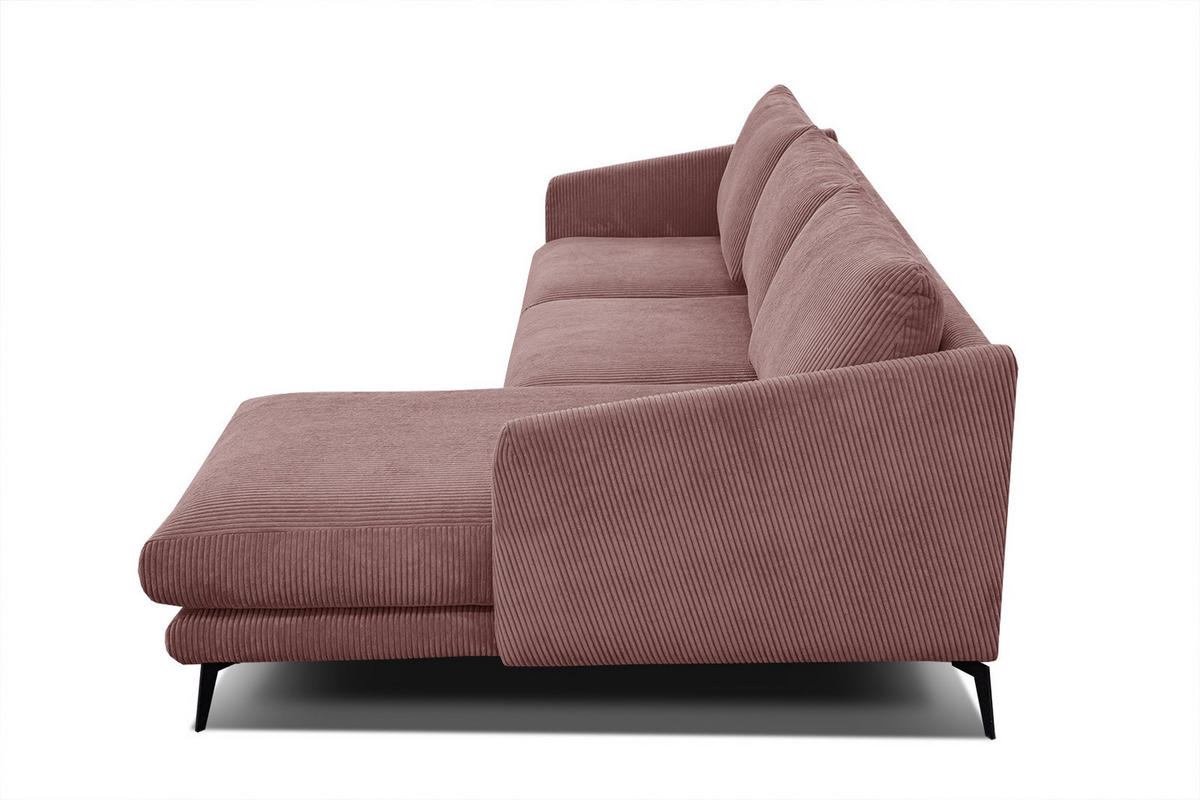 ECKSOFA VILT 4-Sitzer, altrosa - Schwarz/Altrosa, Holzwerkstoff/Textil (255/156cm) - Courtois Laville