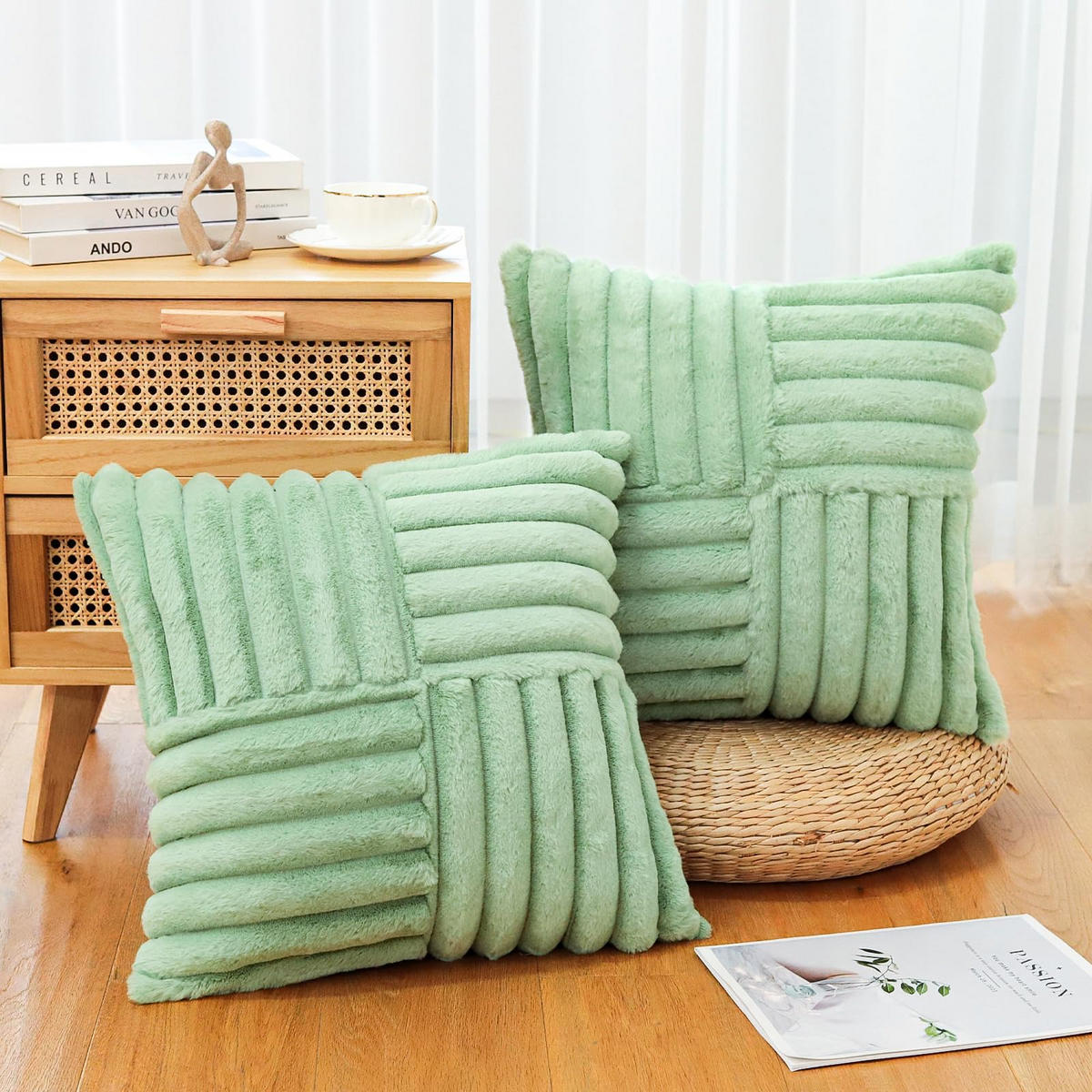 KISSENHÜLLE UNI Plüsch & Samt 45/45 cm - Grün, Textil (45/45cm) - Kaket