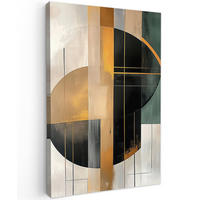 LEINWANDBILD - Abstrakt - Gold - Bronze - Grün - Formen - Modern - 80x120 - Wanddeko - Multicolor, Textil (80/120cm) - MuchoWow