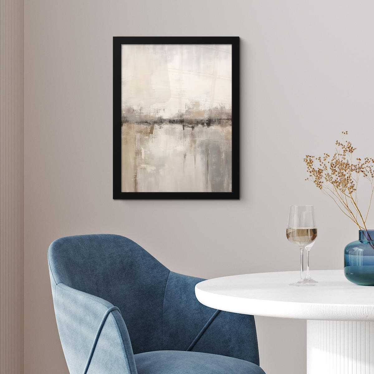GERAHMTES BILD Moderne Kunst - Abstrakt - Beige 30x40 cm - Beige, Papier (30/40cm) - MuchoWow