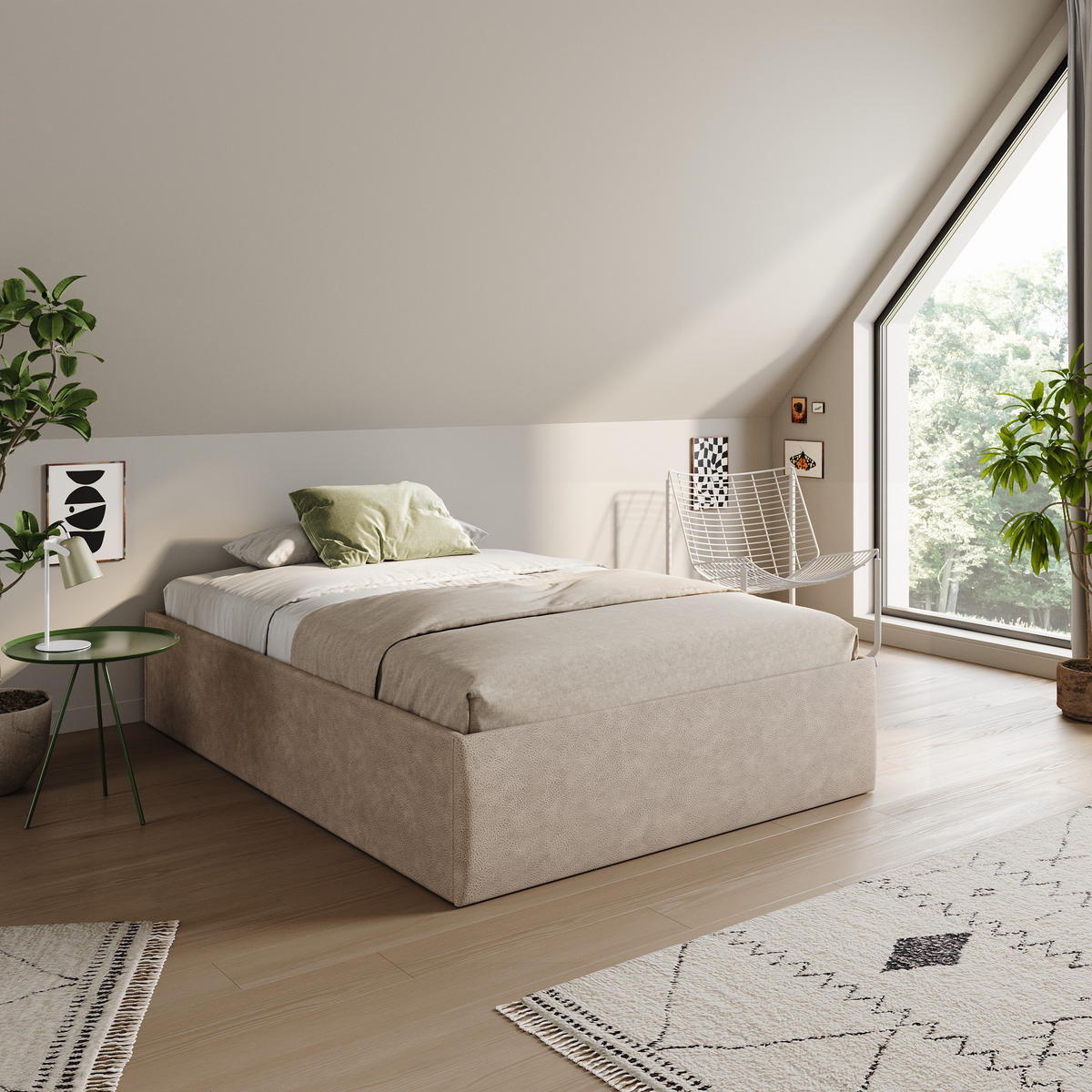 POLSTERBETT mit Stauraum & H2 Matratze 160x200 cm in Beige - Beige, Textil (160/200cm) - Home Collective