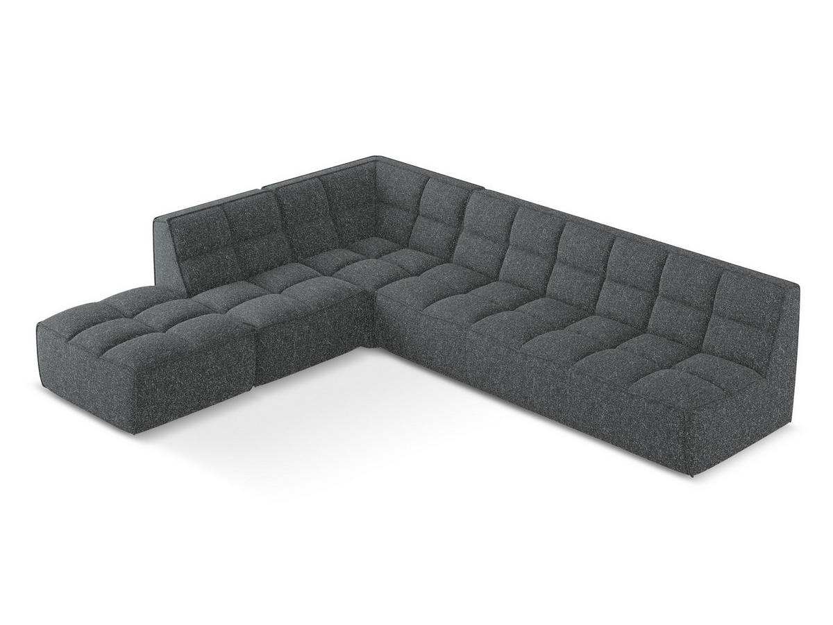 ECKSOFA Beidseitig Strukturstoff Stoff Grau - Schwarz/Graphitfarben, Kunststoff/Textil (308/258cm) - Makamii