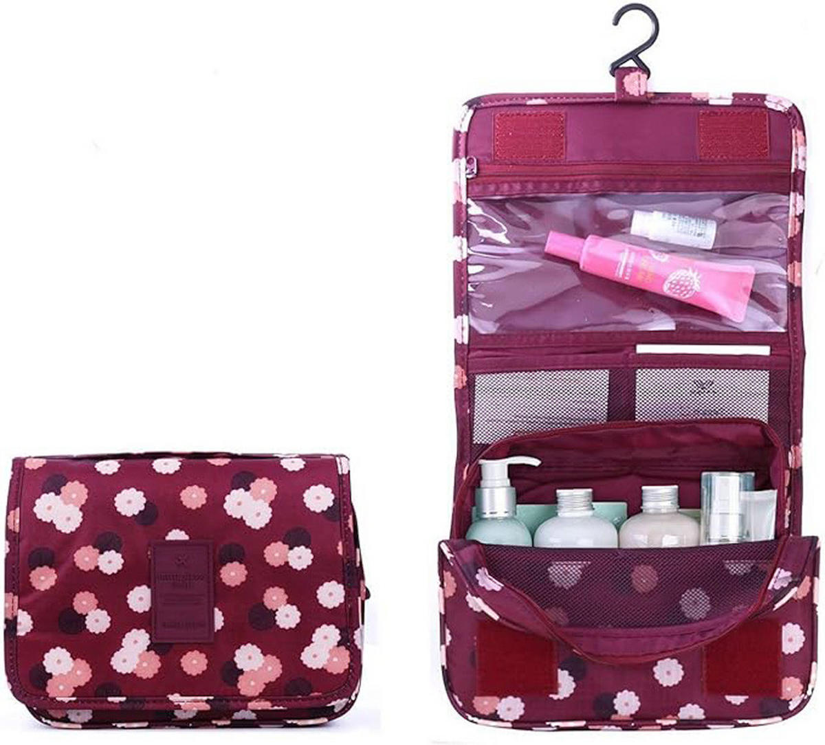 KULTURBEUTEL Toiletbag mit stabilem Haken, Weinrot - Weinrot, Textil (10/19/24cm) - Kaket