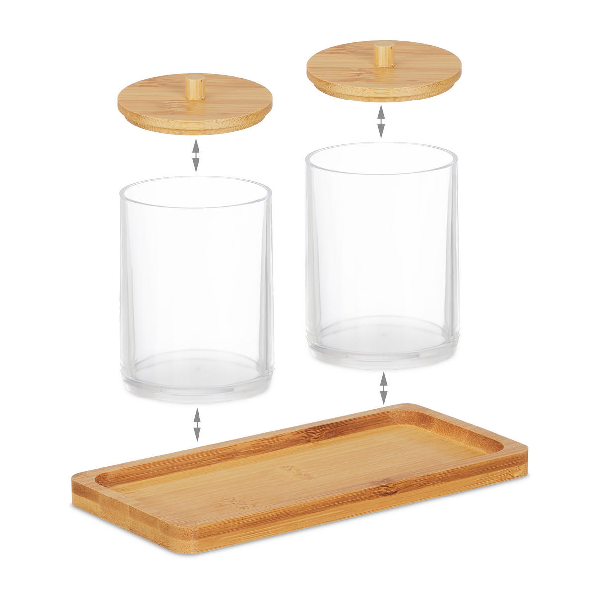 WATTESTÄBCHENBEHÄLTER - Multicolor, Holz/Kunststoff (19/11/9cm) - Relaxdays