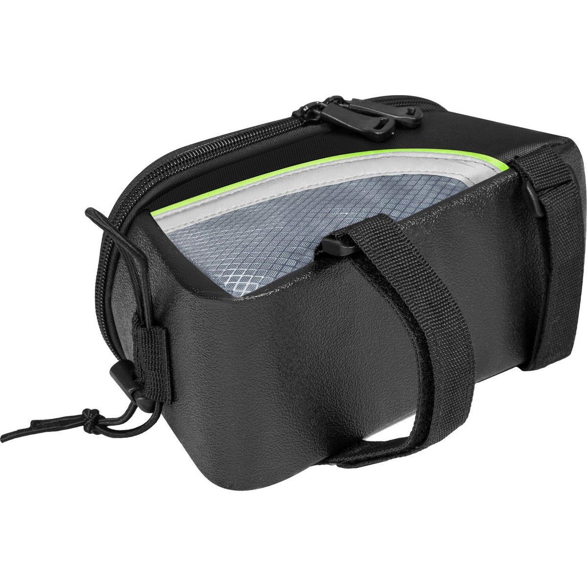 FAHRRADTASCHE Georg mit Fahrradrahmentasche ,wasserabweisend und robust,schwarz/grün - Schwarz/Grün, Textil (9.5/10/20cm) - tectake