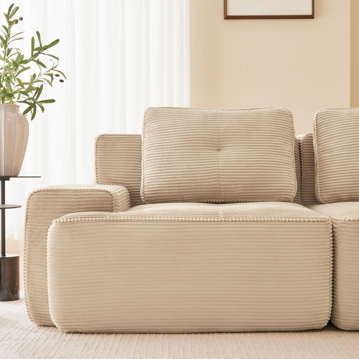 ECKSOFA DE-34221 modular mit Tiefsitz Beige - Beige, Textil (104/177cm) - ComfortXL