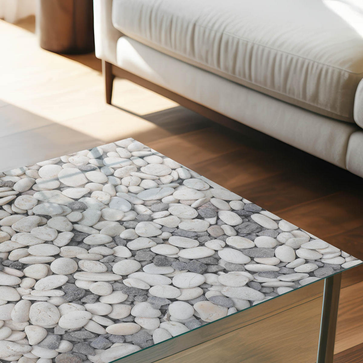 TISCHPLATTE 50x50 cm – Steintextur - Braun, Glas (50/50/0.4cm) - Wallfluent
