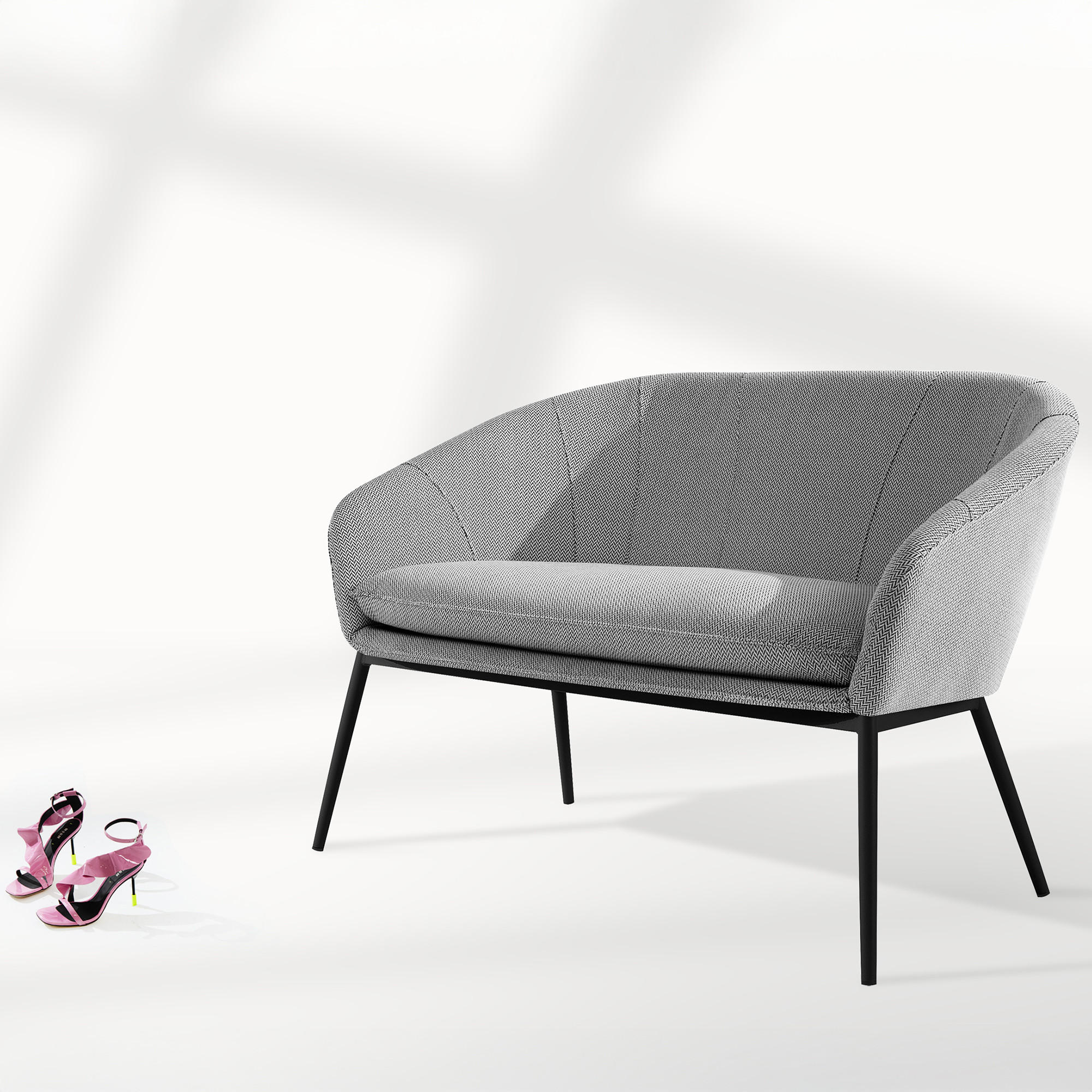 Thumbnail - Konsimo® Gartensofa, Weiß, Textil, Metall, 118x76x66 cm, Loungemöbel, Outdoorsofas