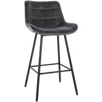 BARHOCKER Samt dunkelgrau - Dunkelgrau/Schwarz, Textil/Metall (49/104/56cm) - CLP