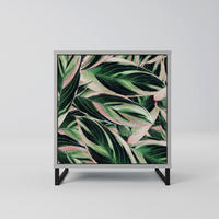 SIDEBOARD EERIE STROMANTHE, Grau, 57,5x42x67,5 cm, Schwarze Metall-Rahmenfüße - Multicolor/Schwarz, Holzwerkstoff/Metall (57.5/67.5/42cm) - SpaceRebels