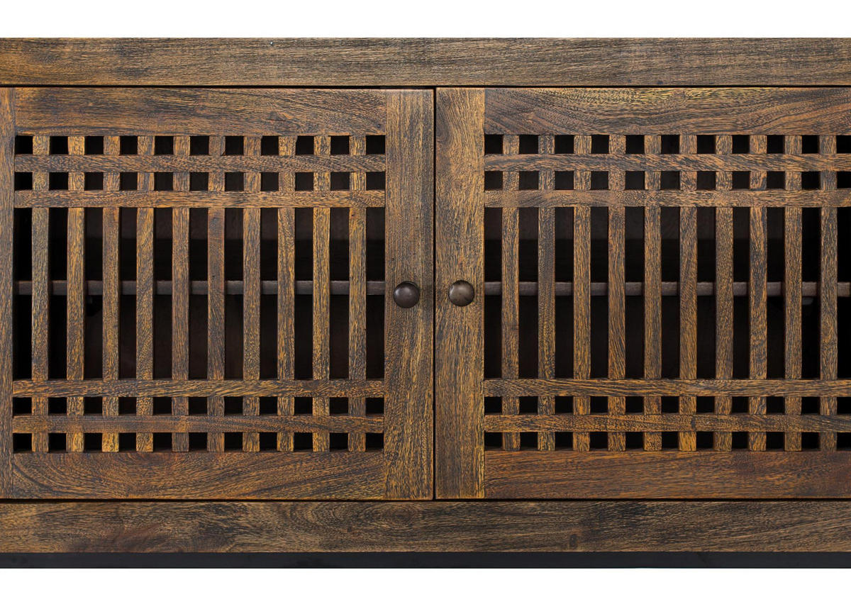 TV-SCHRANK aus Akazienholz und Metallbeinen mit 4 Türen - Braun, Holz (200/65/45cm) - Giner y Colomer