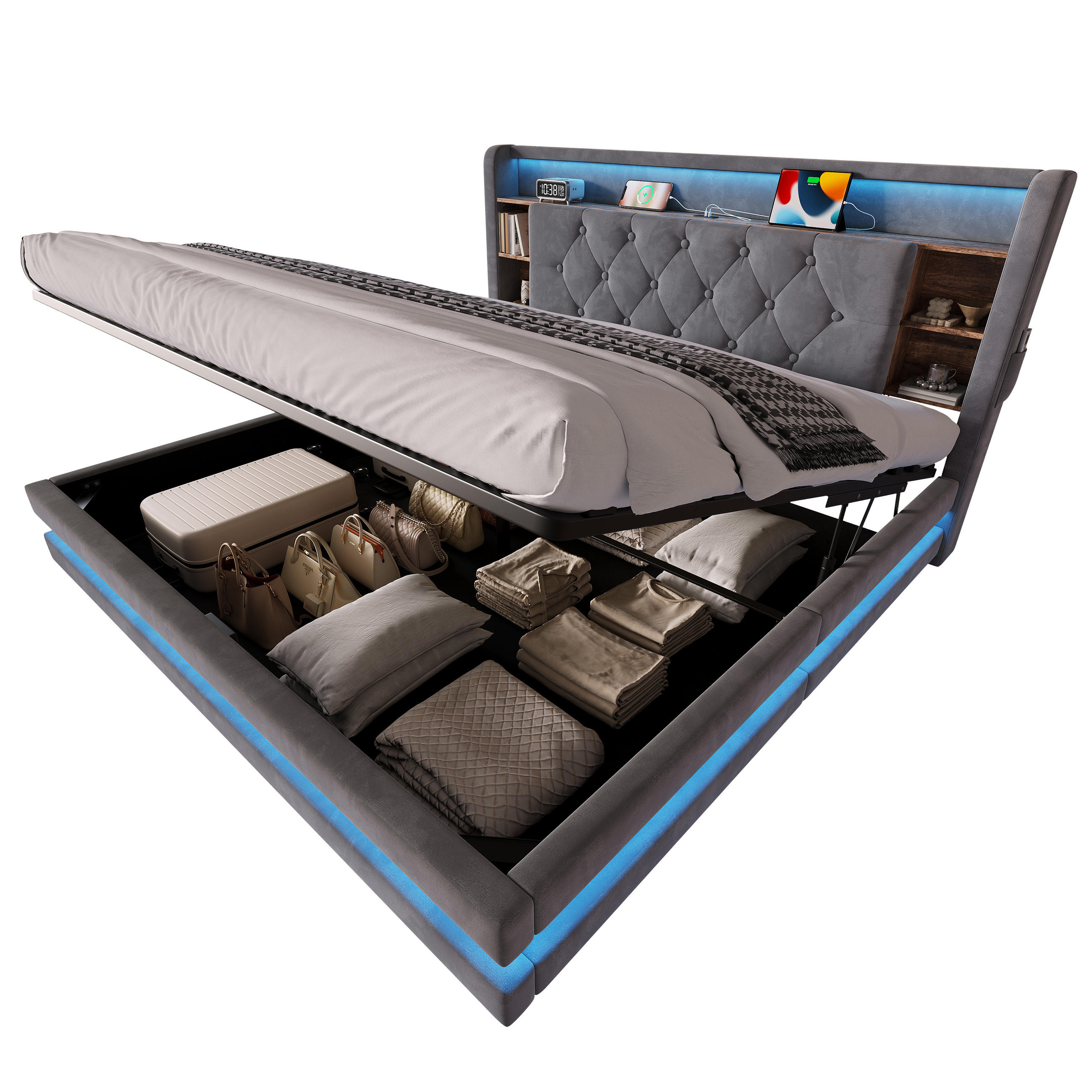 Lvhom Boxbett Dunkelgrau 160x200 cm