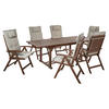 GARTENMÖBEL-SET 6-Sitzer Akazienholz Auflagen taupe Amantea - Dunkelbraun/Beige, Holz - Beliani