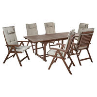 GARTENMÖBEL-SET 6-Sitzer Akazienholz Auflagen taupe Amantea - Dunkelbraun/Beige, Holz - Beliani