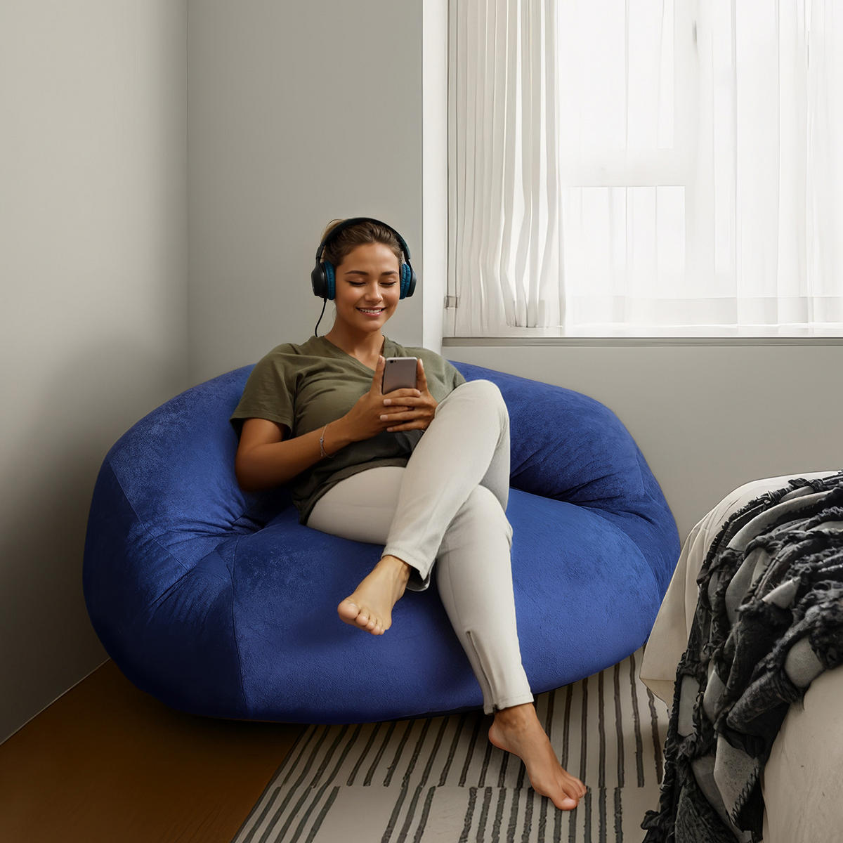 SITZSACK Marineblau 120cm - Blau, Textil (120/70/90cm) - Vercart