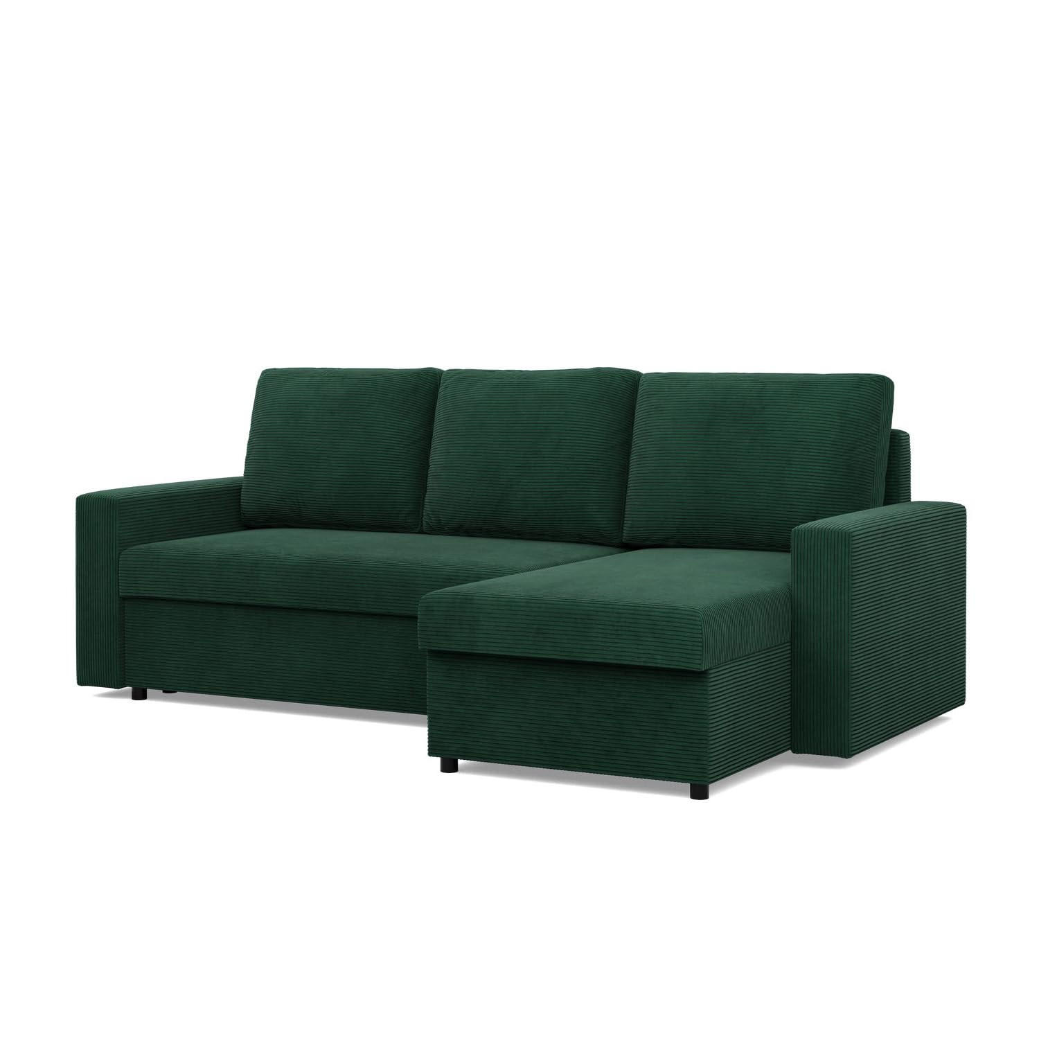 ECKSOFA MIT SCHLAFFUNKTION NEO, Cord - Dunkelgrün - Grün, Textil (231/140cm) - Mebligo
