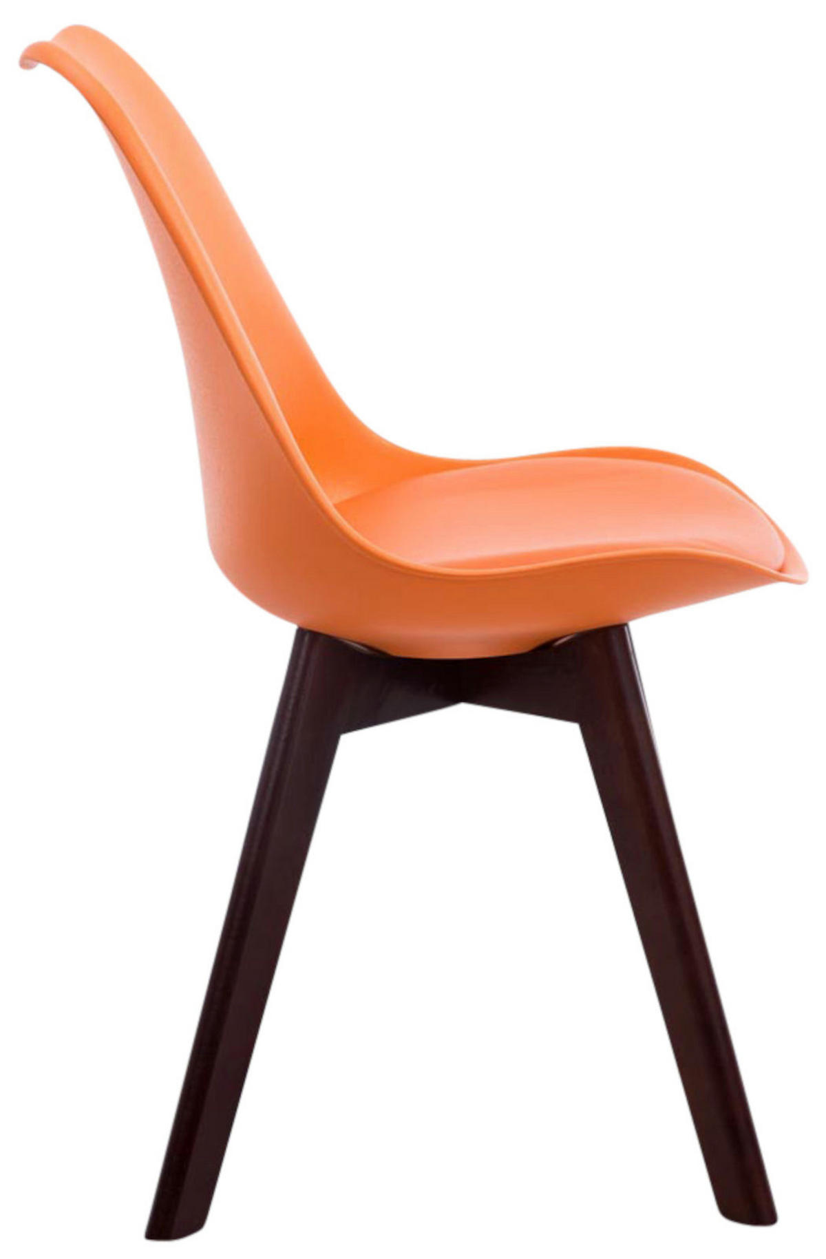 STUHL 4er Set Lederlook orange - Walnussfarben/Orange, Holz/Textil (48/84/55cm) - CLP