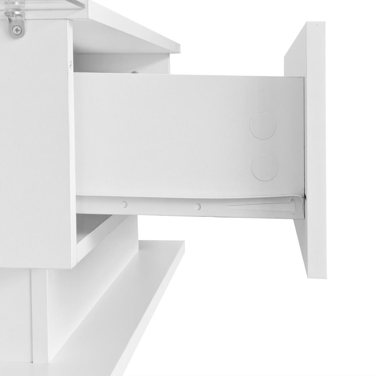 COUCHTISCH 100/50/32 cm in Weiß aus Spanplatte mit Schublade und LED-Beleuchtung - Weiß, Holzwerkstoff (100/50/32cm) - OKMYHOME