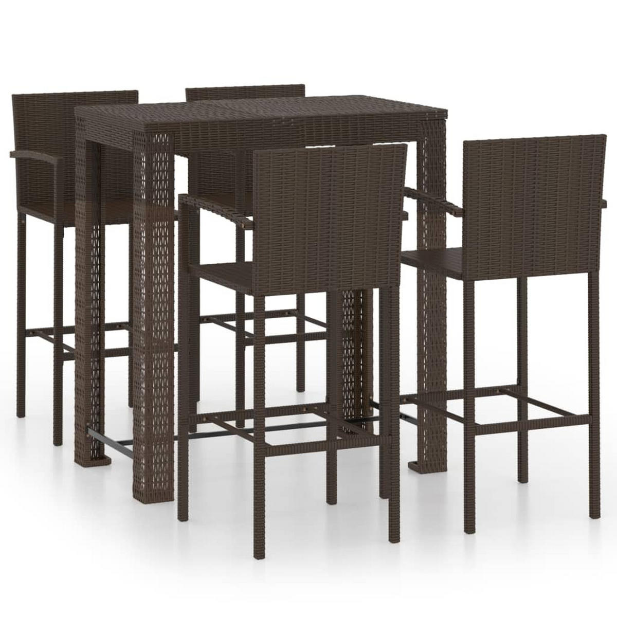 GARTEN-BAR-SET 5-teilig Mit Armlehnen Poly Rattan Braun - Braun, Kunststoff - vidaXL