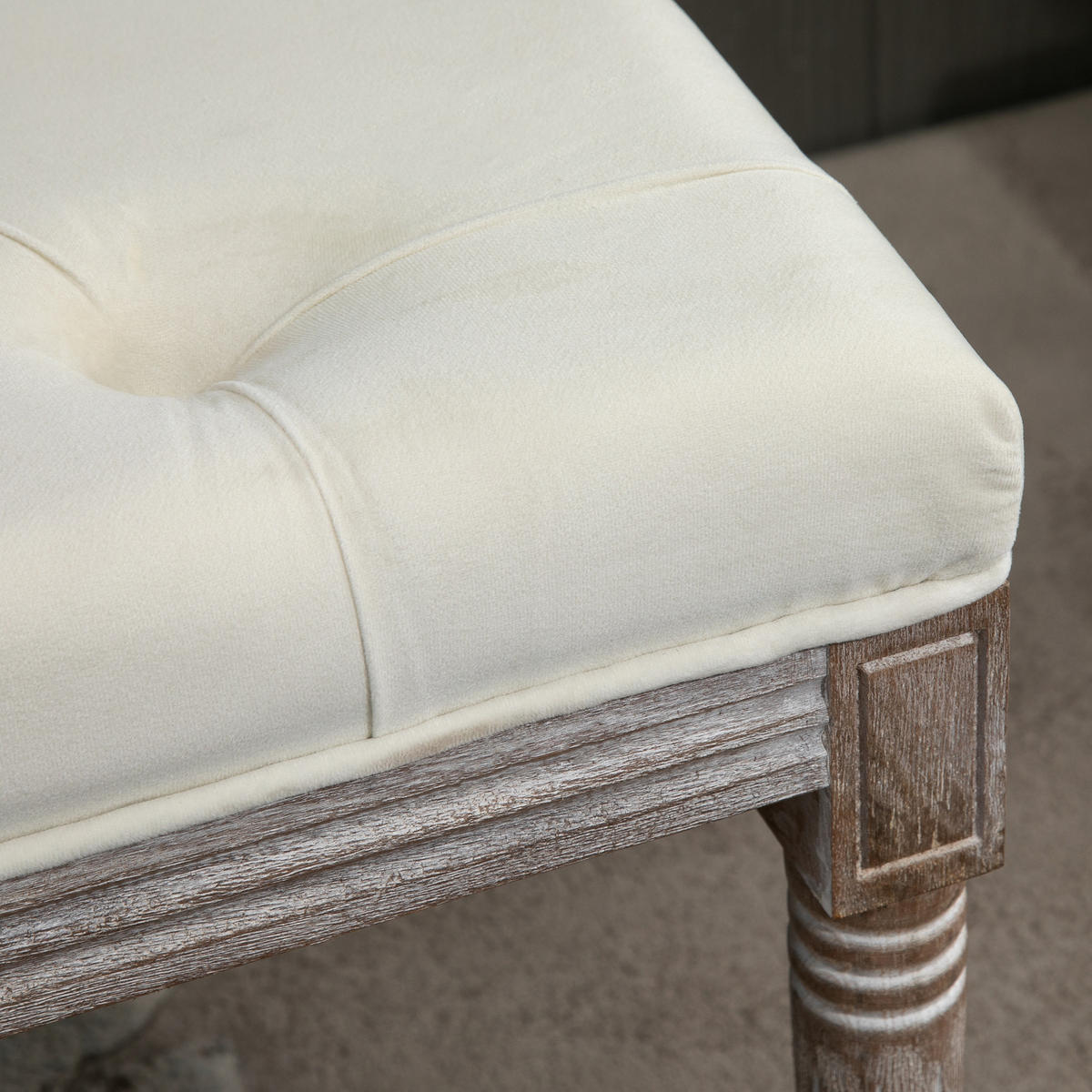 POLSTERBANK Sitzbank Vintage Retro Bettbank mit Knöpfen Samtige Berührung Beige - Beige, Kunststoff (47/51/142cm) - HOMCOM