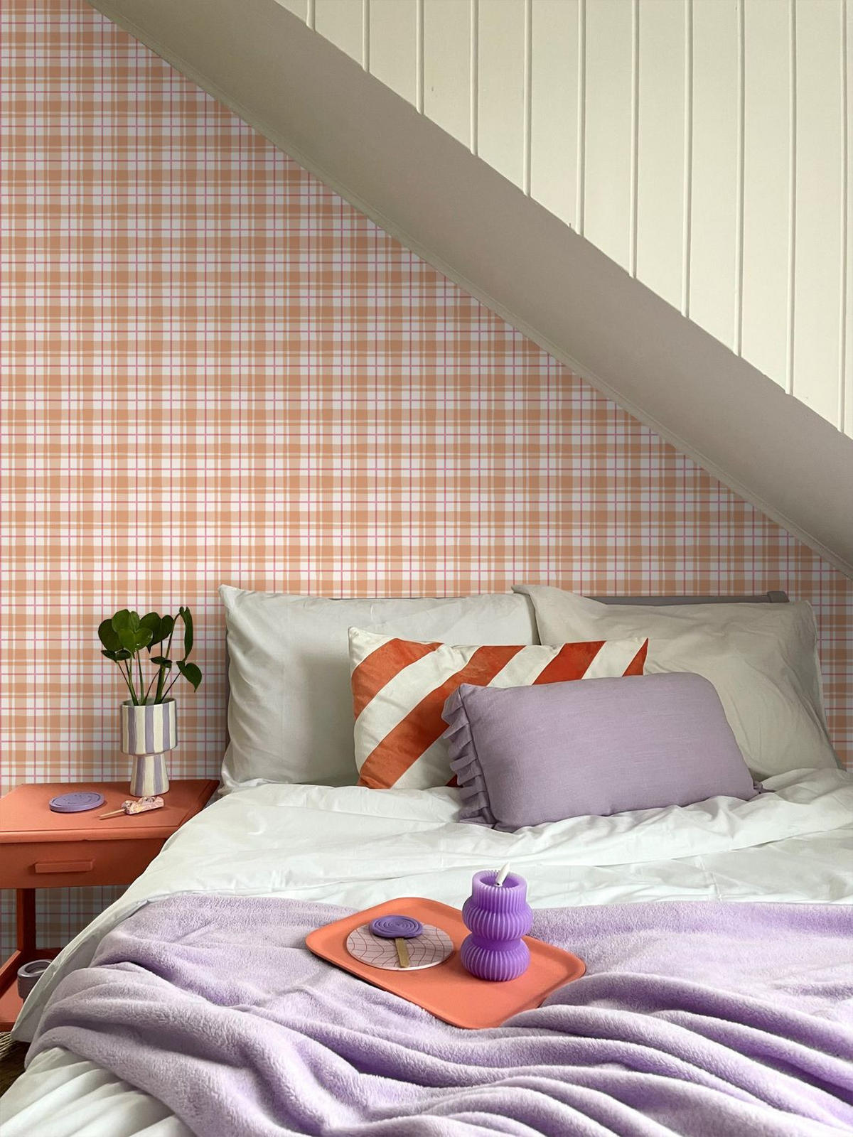 TAPETE Karomuster 50 x 900 cm - Orange, Papier (50/900cm) - ESTAhome