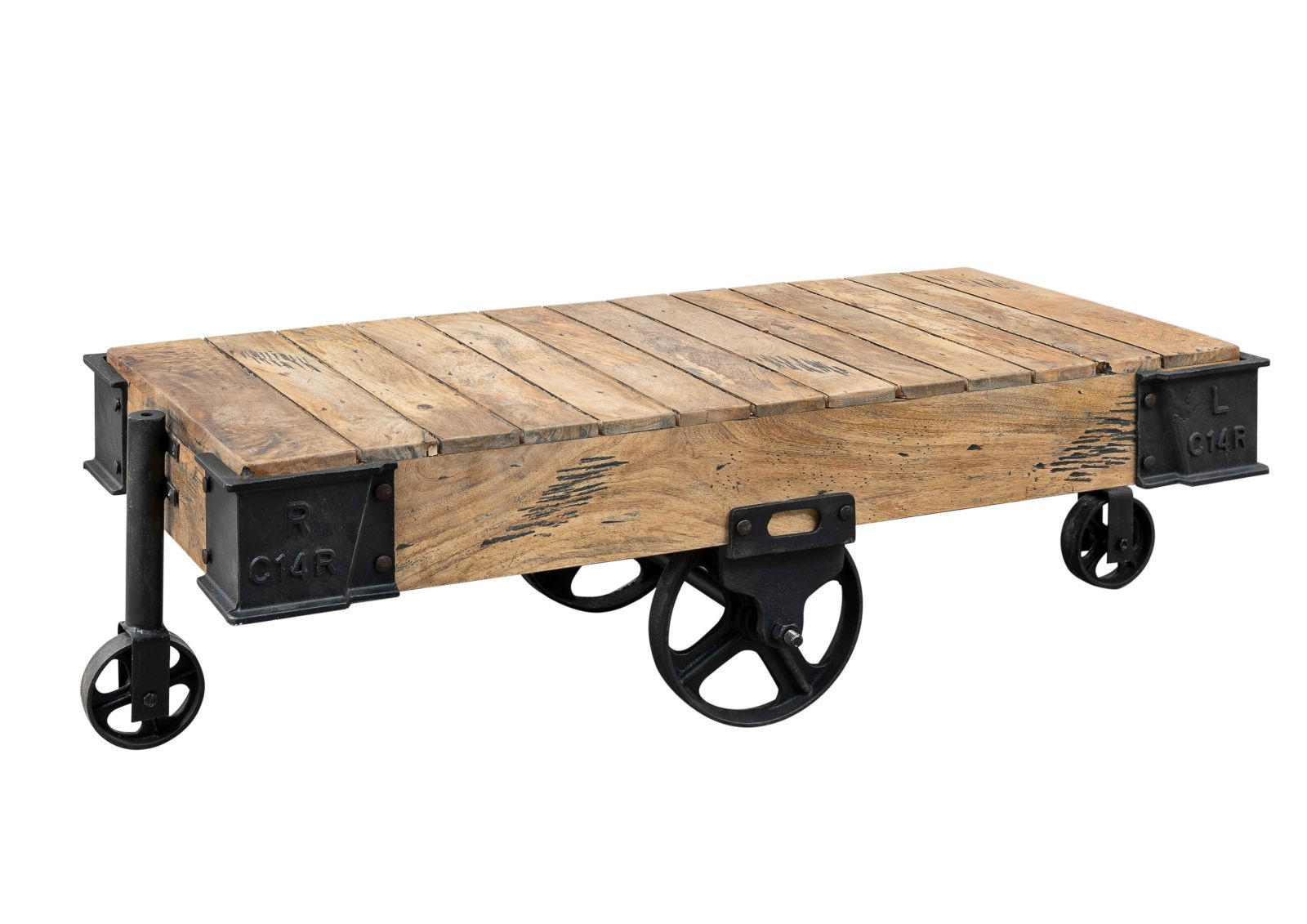 COUCHTISCH Mango 120x60x43 natur lackiert RAILWAY #160 - Braun, Holz (120/60/43cm) - Massivmoebel24