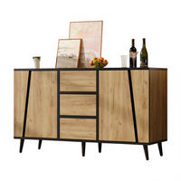 SIDEBOARD 120/40/70 cm mit 2 Türen, 3 Schubladen und verstellbaren Einlegeböden in Holzoptik-Schwarz - Schwarz/Naturfarben, Holzwerkstoff (120/70/40cm) - CHICFURN