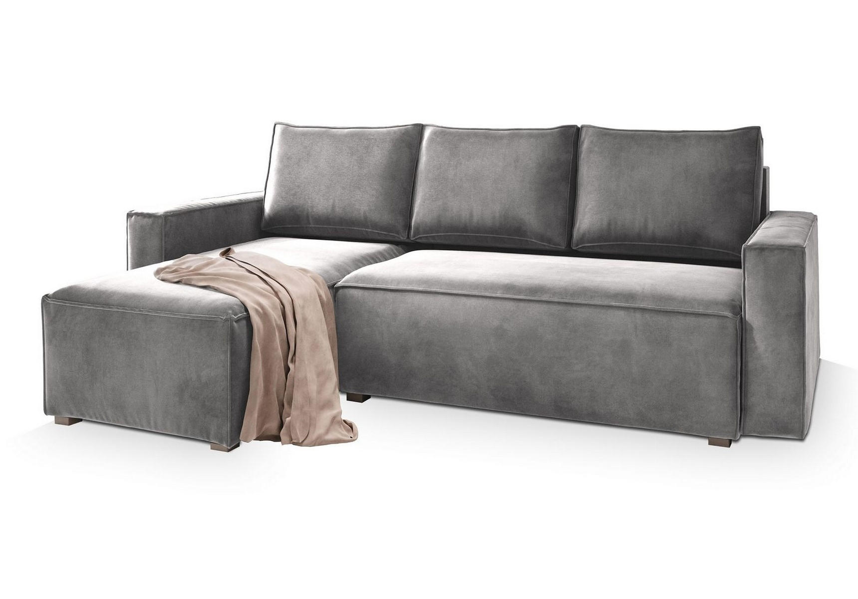 ROHOVÁ SEDAČKA SILES světle šedá - šedá/světle šedá, dřevo/textil (230/140cm) - MASSENO