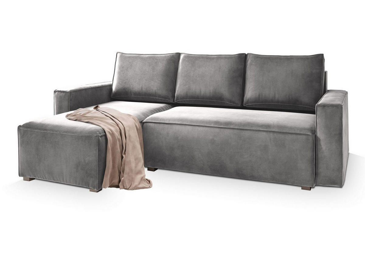 ROHOVÁ SEDAČKA SILES světle šedá - šedá/světle šedá, dřevo/textil (230/140cm) - MASSENO