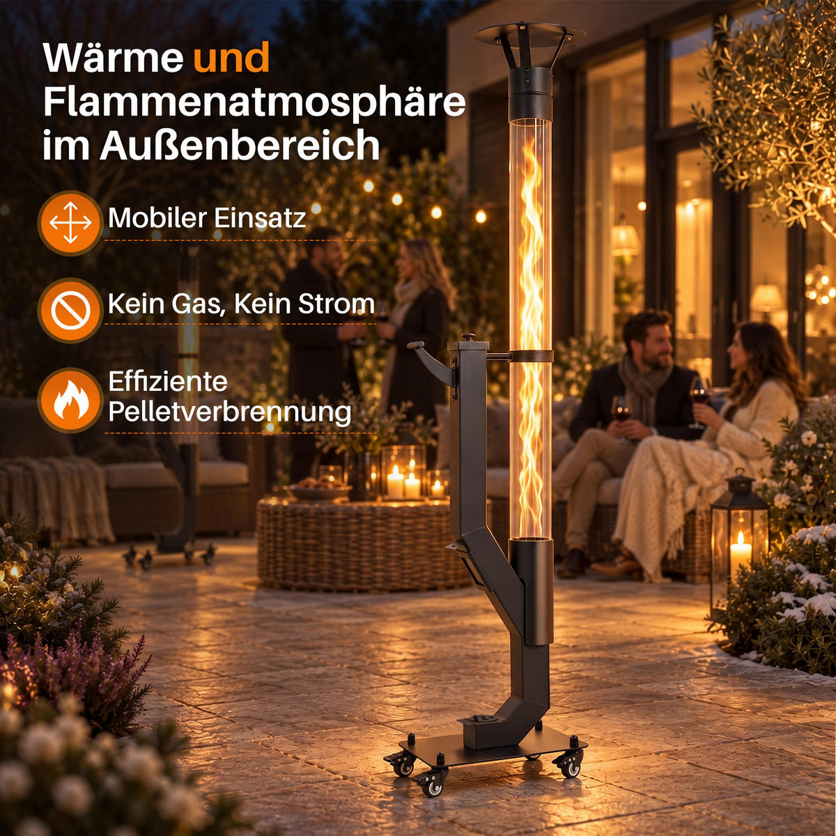 TERRASSENHEIZER Vexnal 32.5/21/167 cm - Schwarz, Glas/Metall (21/167/32.5cm) - ZMH