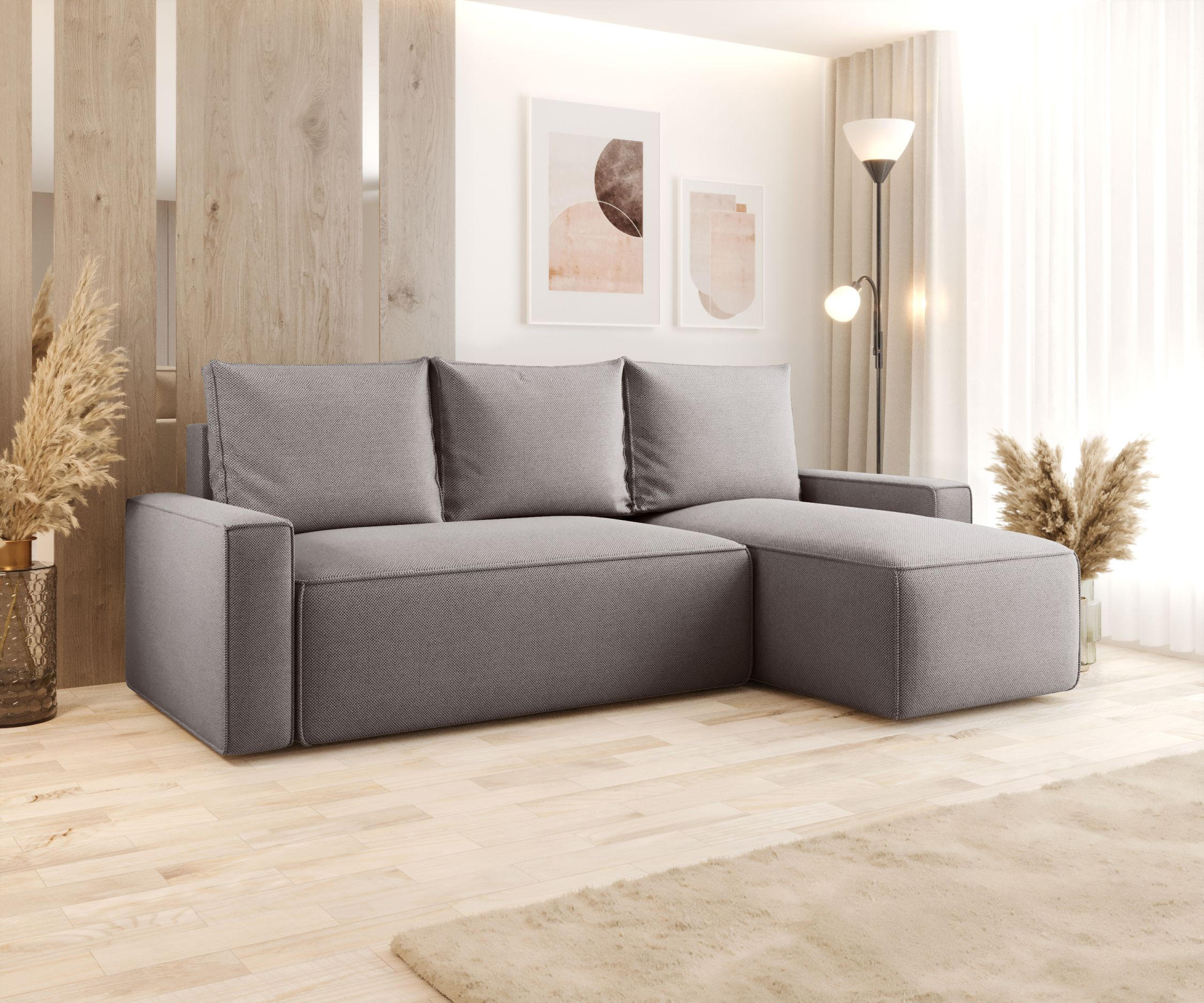ECKSOFA mit Schlaffunktion SAVIO Curio 83 Rechts - Grau, Textil (232/140cm) - Bedante