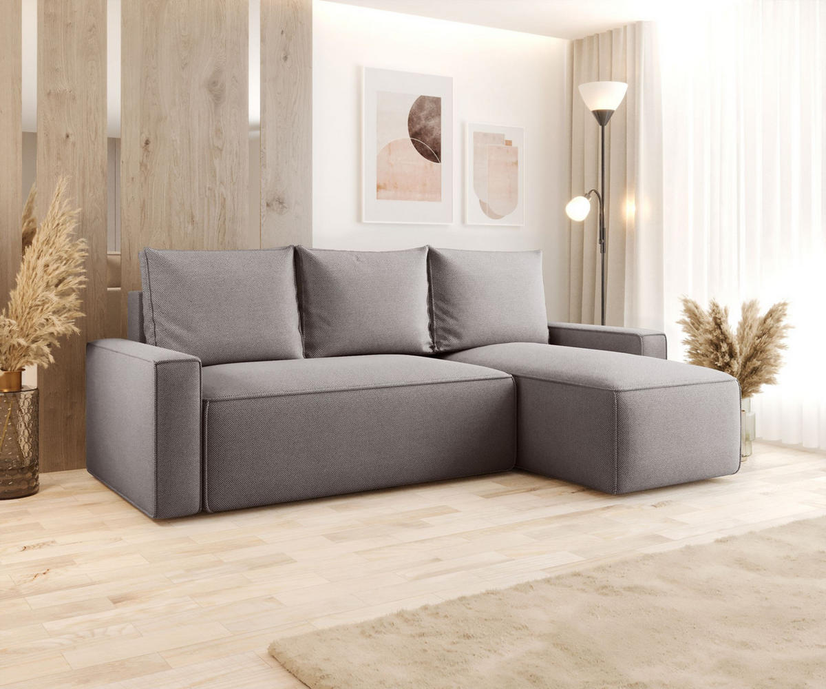 ECKSOFA mit Schlaffunktion SAVIO Curio 83 Rechts - Grau, Textil (232/140cm) - Bedante