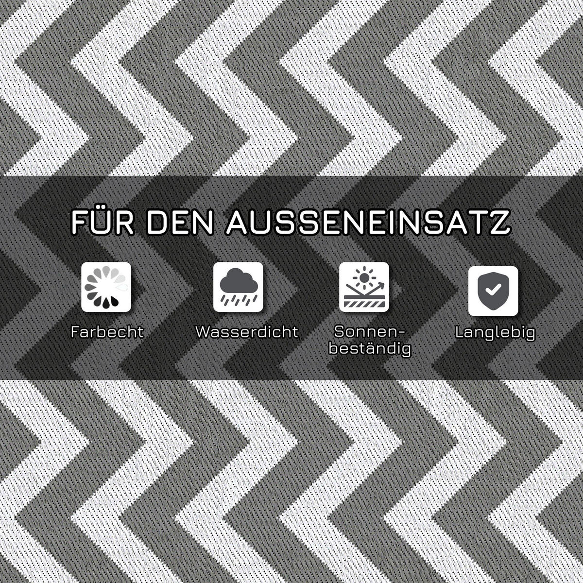 OUTDOORTEPPICH, 310g/m² PP, Hellgrau+Weiß - Hellgrau/Weiß, Kunststoff (182/121cm) - Outsunny