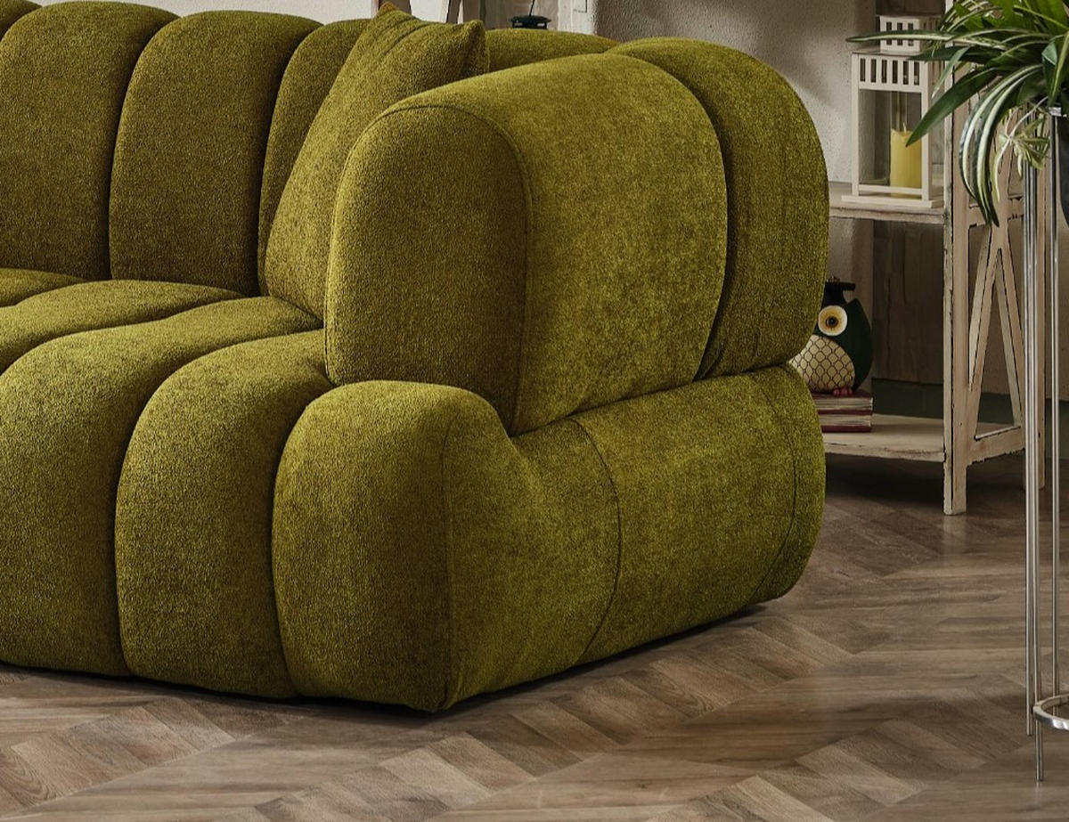 3 Sitzer SOFA Cloudy Samt Grün - Grün, Textil/Metall (250/80/110cm) - Villa Möbel