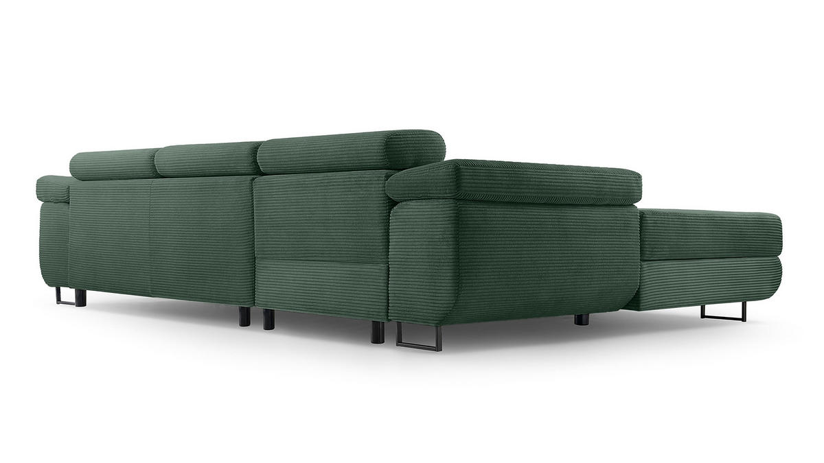 ECKSOFA L Form Arborio Dunkelgrün 280/203/90 cm Links mit Schlaffunktion - Dunkelgrün/Schwarz, Textil/Metall (203/280cm) - AX Living