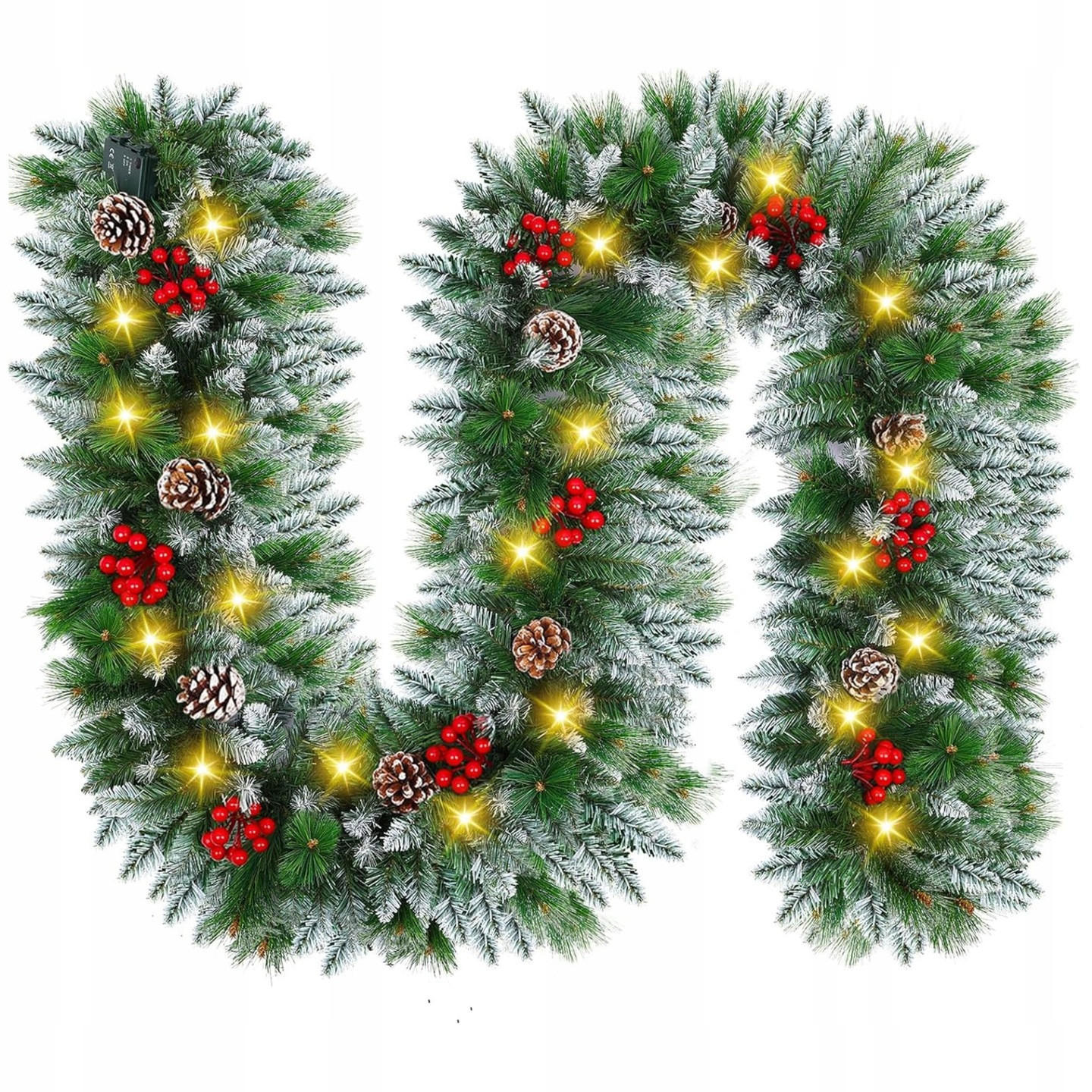 WEIHNACHTSGIRLANDE 3m mit Beleuchtung - Grün, Kunststoff (300cm) - KRUMAD