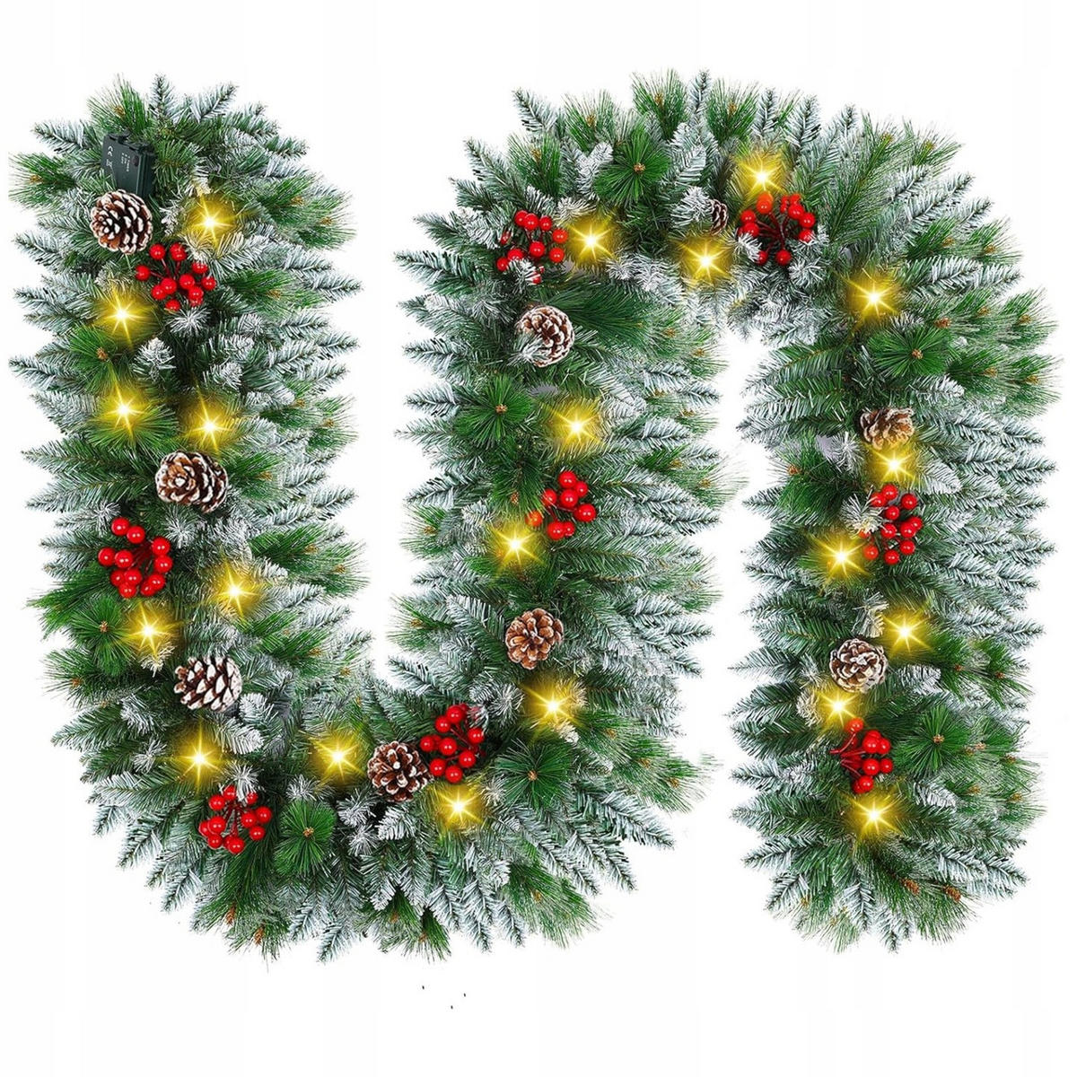 WEIHNACHTSGIRLANDE 3m mit Beleuchtung - Grün, Kunststoff (300cm) - KRUMAD