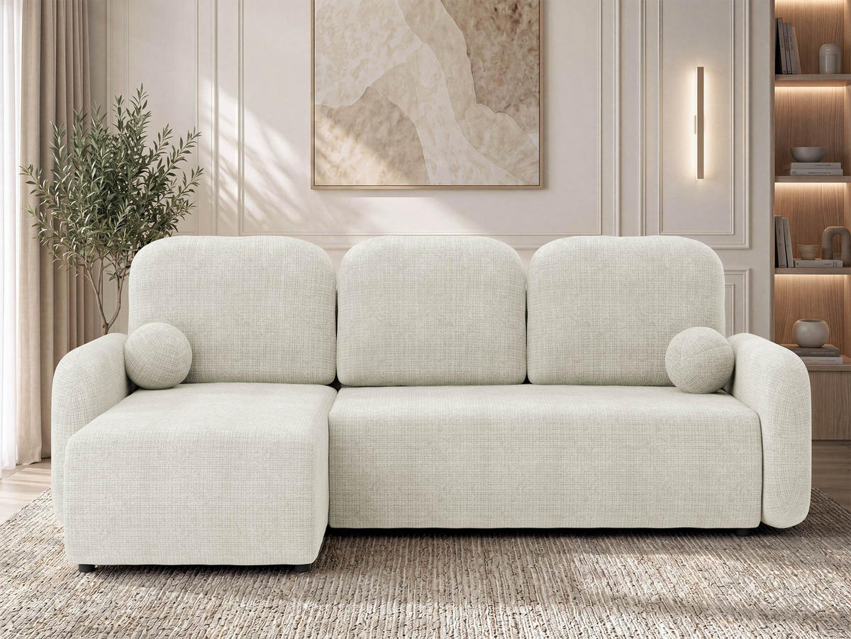 ECKSCHLAFSOFA Gizefa - Creme/Schwarz, Holz/Kunststoff (233/147cm) - MIRJAN24