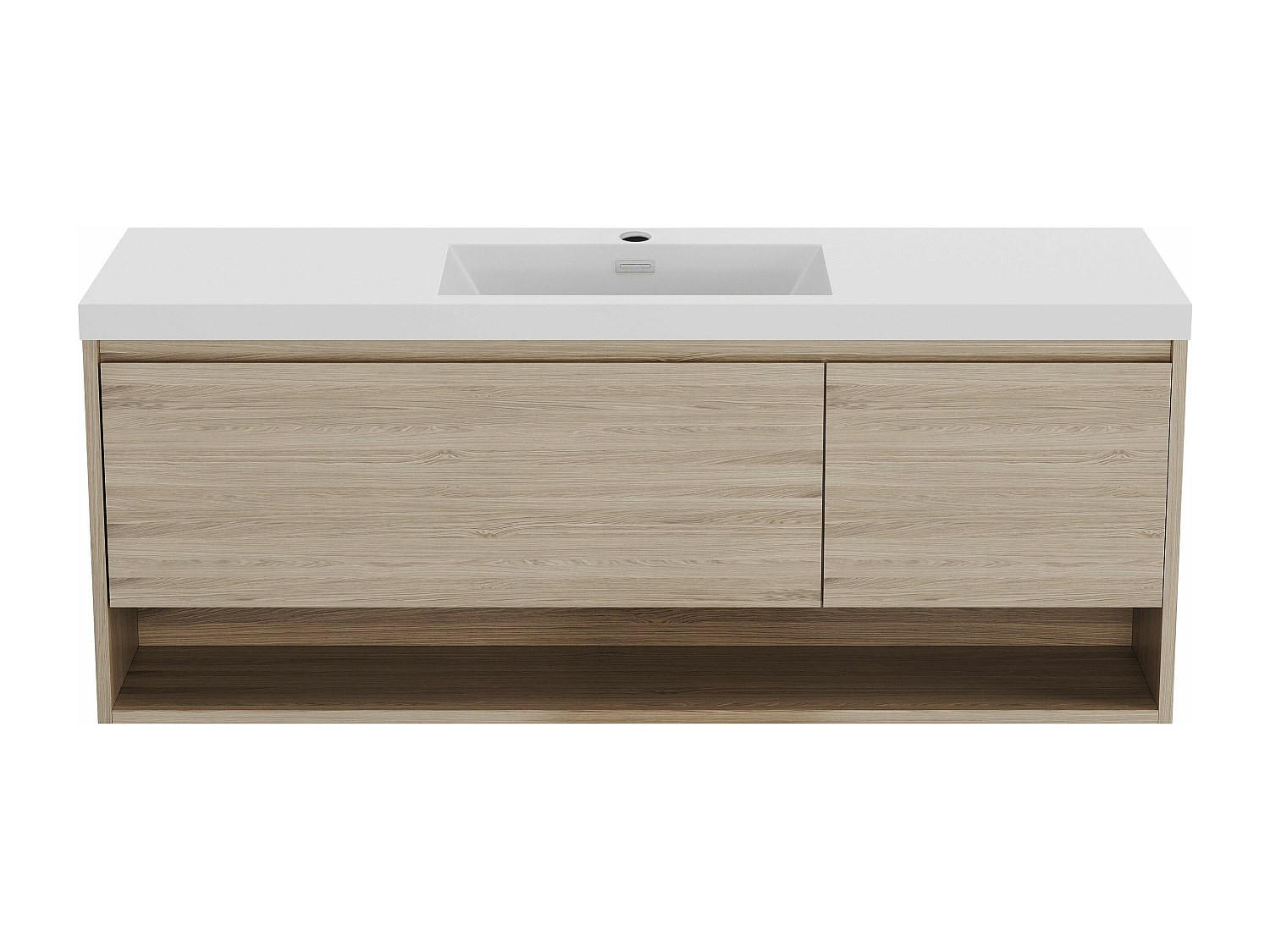 WASCHBECKENUNTERSCHRANK hängend mit Einzelwaschbecken - Holzfarben hell - 150 cm - PUJUKA - Naturfarben, Holz (150/55/50cm) - Vente-Unique