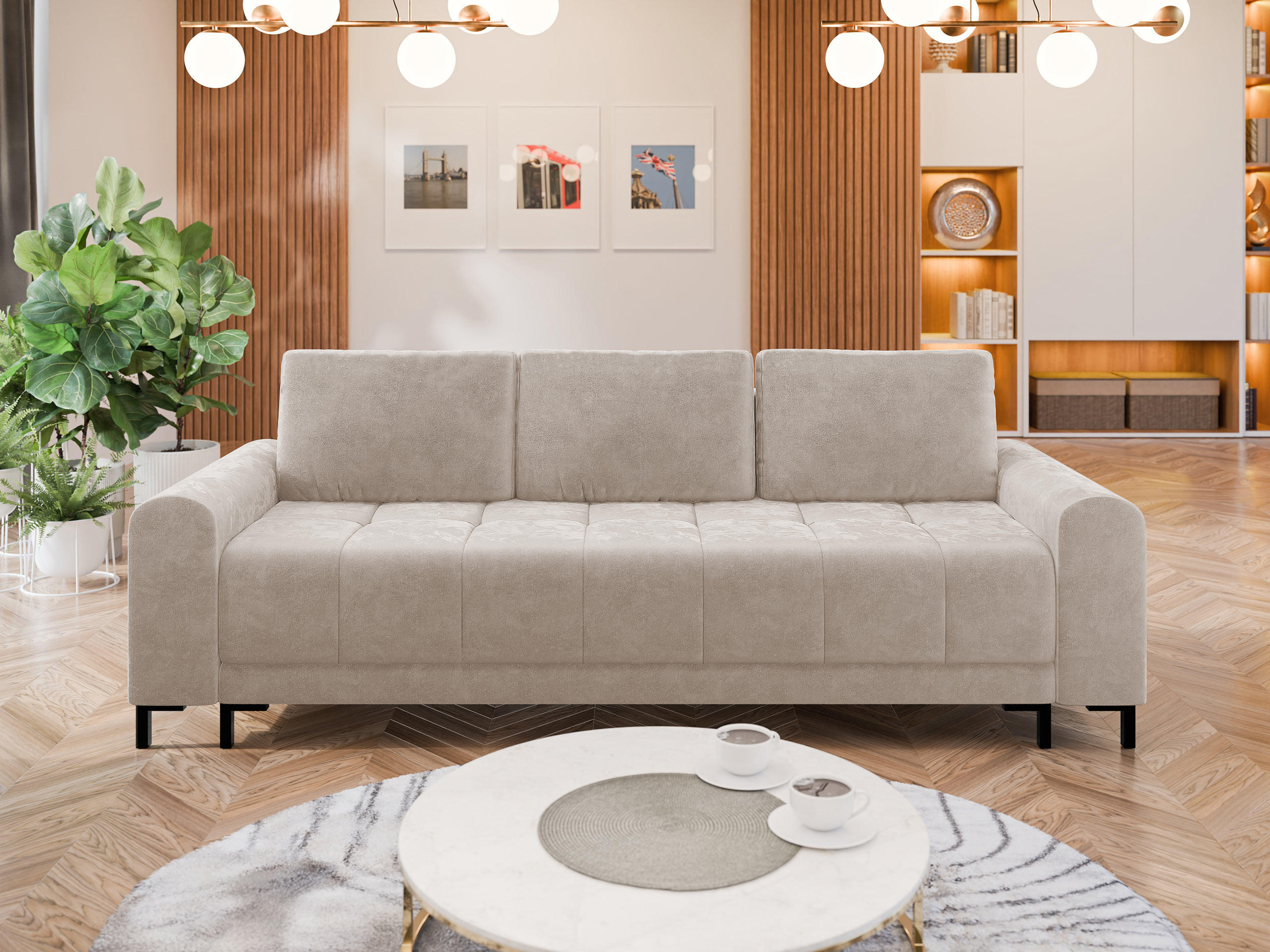 SCHLAFSOFA Aris - Schwarz/Naturfarben, Holz/Textil (238/92/95cm) - MIRJAN24