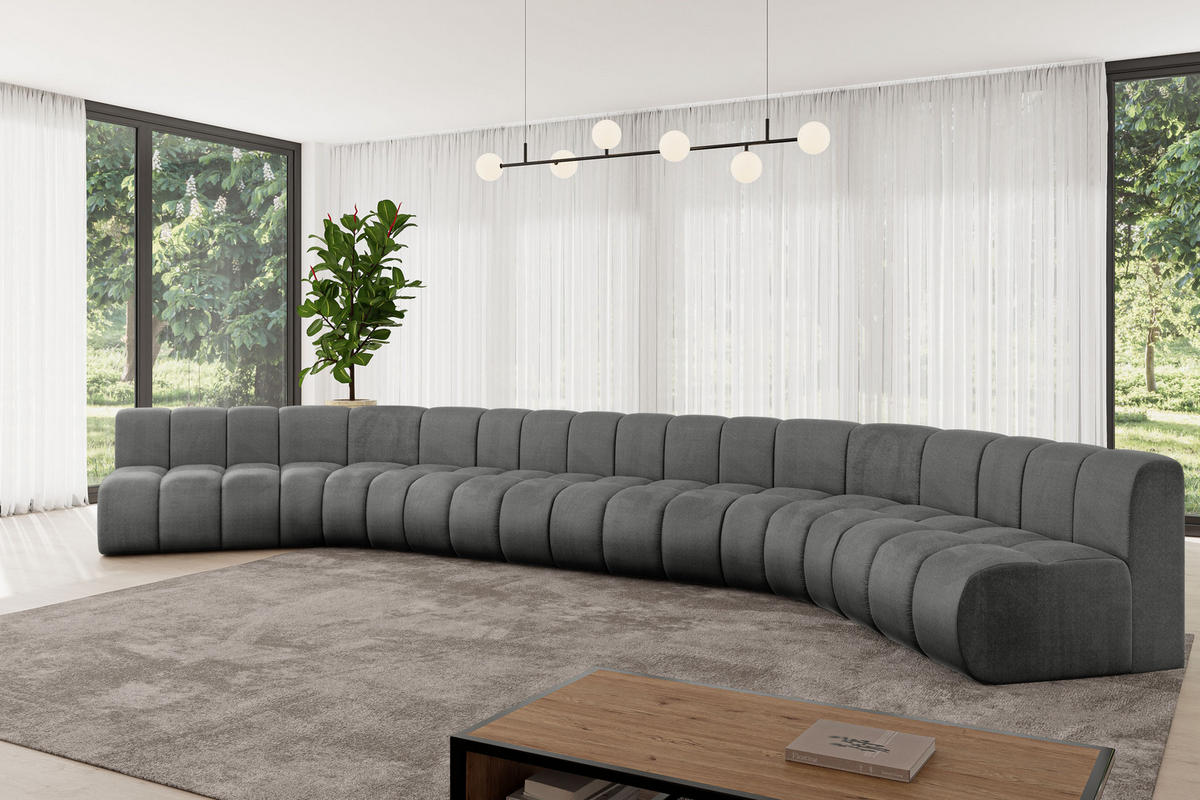 WOHNLANDSCHAFT modulares Sofa Montra-U2 - 581x174x70 cm Dunkelgrau - Dunkelgrau, Holzwerkstoff/Textil (581/70/174cm) - ALTDECOR